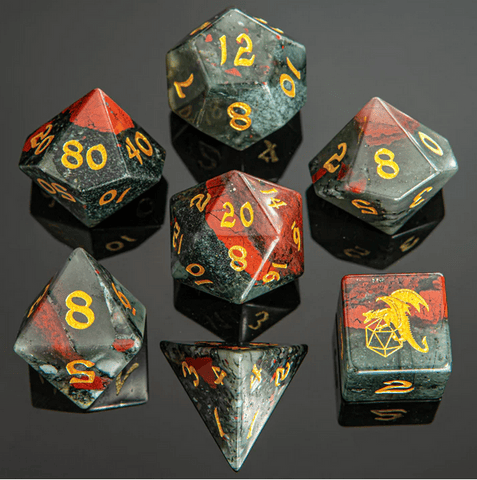 Dragons Hoard Gemstone Dice Set: Blood Stone